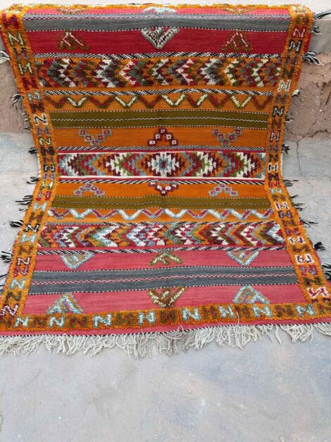 Handwoven Glaoui Berber Rug Double Sided Wool Art