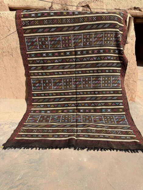 Handmade Nut Brown Berber Silk Sabra Rug