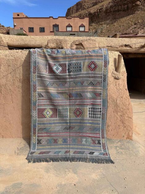 Gray Handwoven Berber Silk Rug