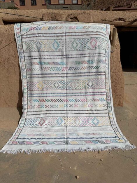 White Handwoven Berber Silk Rug