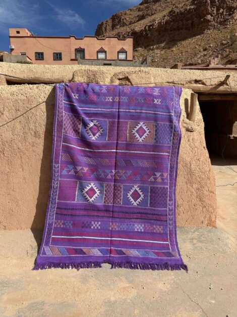 Handmade Purple Lavender Berber Silk Sabra Rug