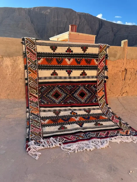 Handwoven Glaoui Wool Silk Double-Sided Rug